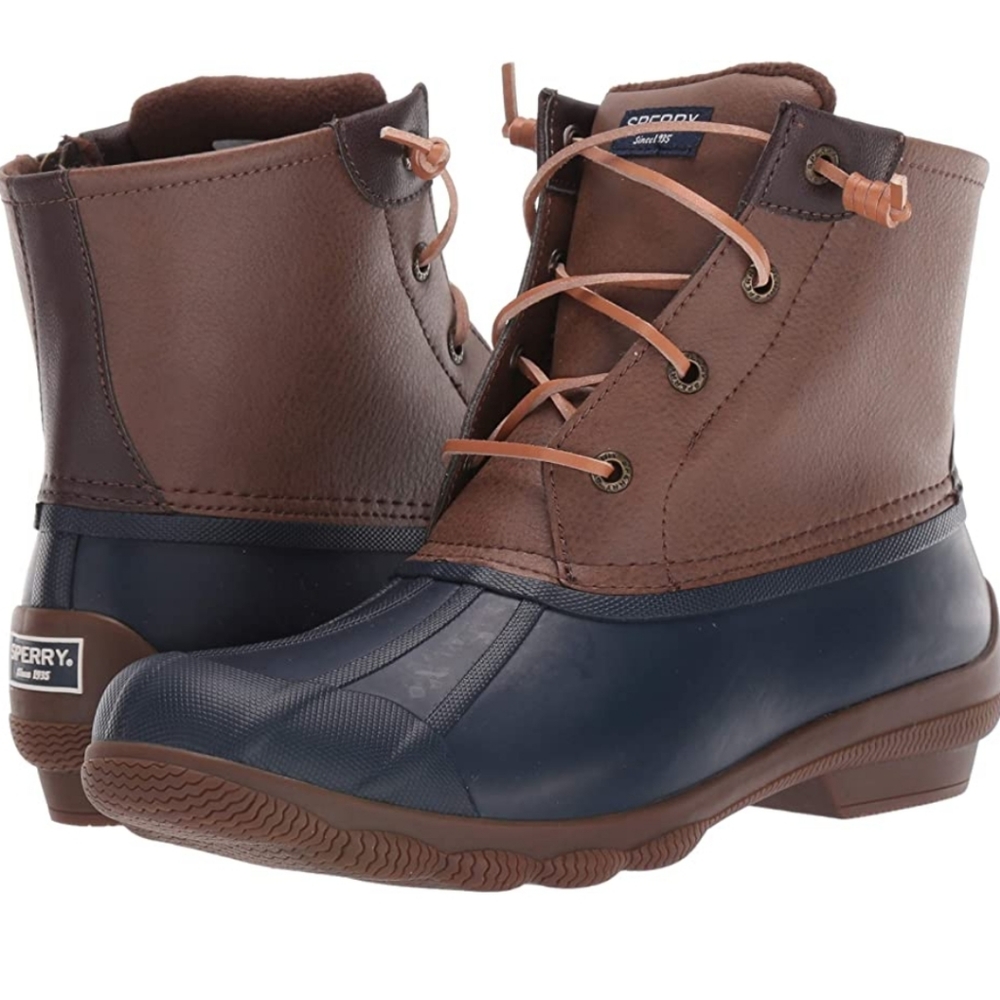 Sperry Womens Syren Gulf Ankle High Waterproof Duck Boots Sizes Navy/Tan